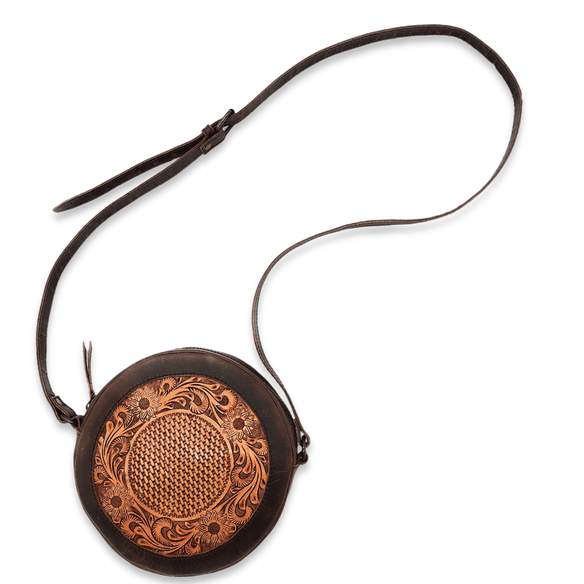 The Rancho Canteen Burnished Tan Hand-Tooled Leather Crossbody Luggage & BagsRanch Junkie